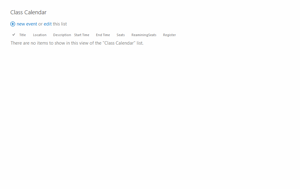 Class Registration Form Example